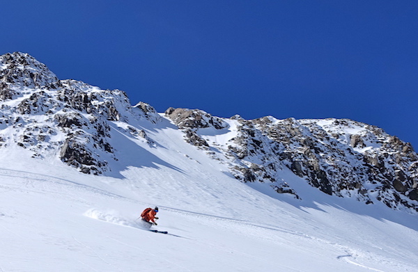 Pulverschnee auf dem Gletscher Girose in La Grave - La Meije