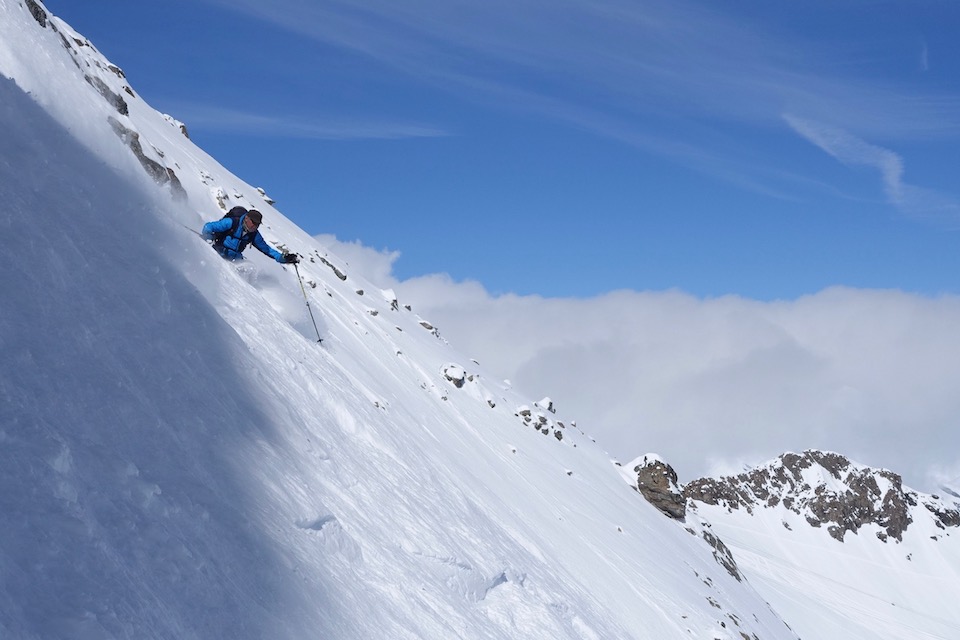Couloir Triffid 0 à La Grave avec Lolo guide Snowlegend 